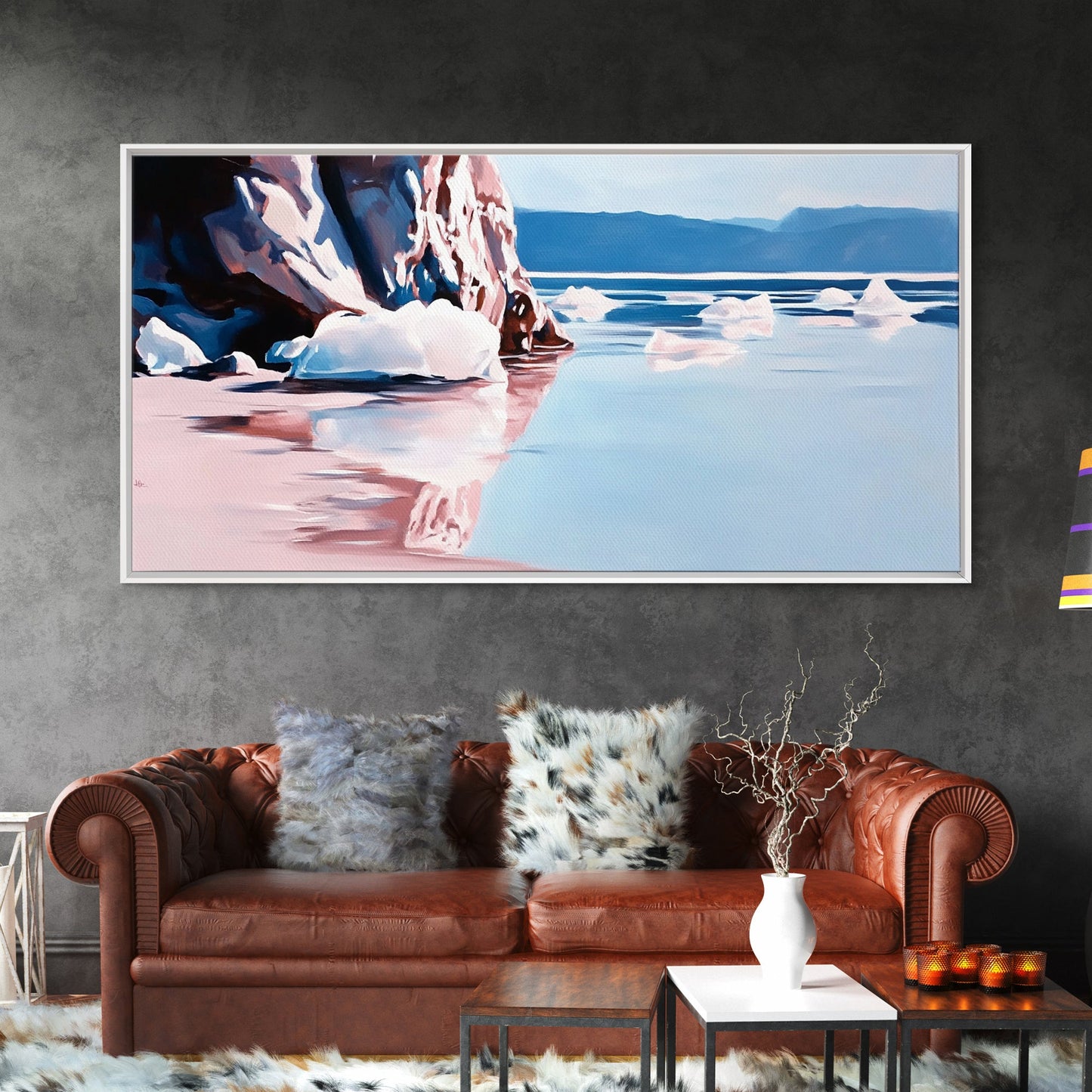 Reflections, Winter Seascape, Arctic Art, Canvas Print, Coastal Wall Decor, Living Room Art, Minimalist Landscape, Nature Painting