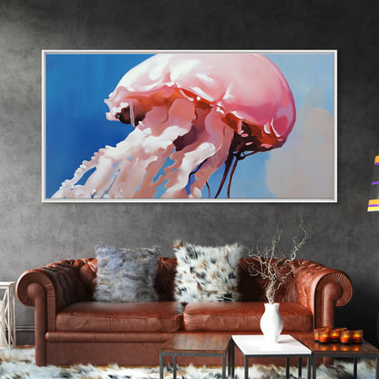 Quallen, Meereskunst, Meereslebewesen, Leinwanddruck, Küstenwanddeko, Strandhauskunst, Nautische Malerei, Minimalistische Unterwasserkunst