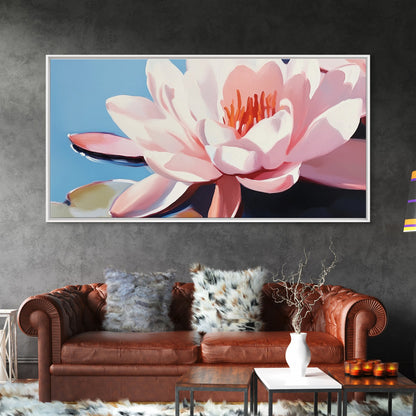 Seerosenblüte, florales Wandbild, Zen-Botanischer Druck, minimalistische Naturdekoration, moderne, ruhige Kunst, Leinwanddruck fürs Badezimmer