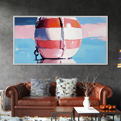 Nautical Buoy Reflection, Coastal Wall Art, Ocean Beach Print, Minimalist Seaside Decor, Modern Nautical Art, Bedroom Framed Canvas Print