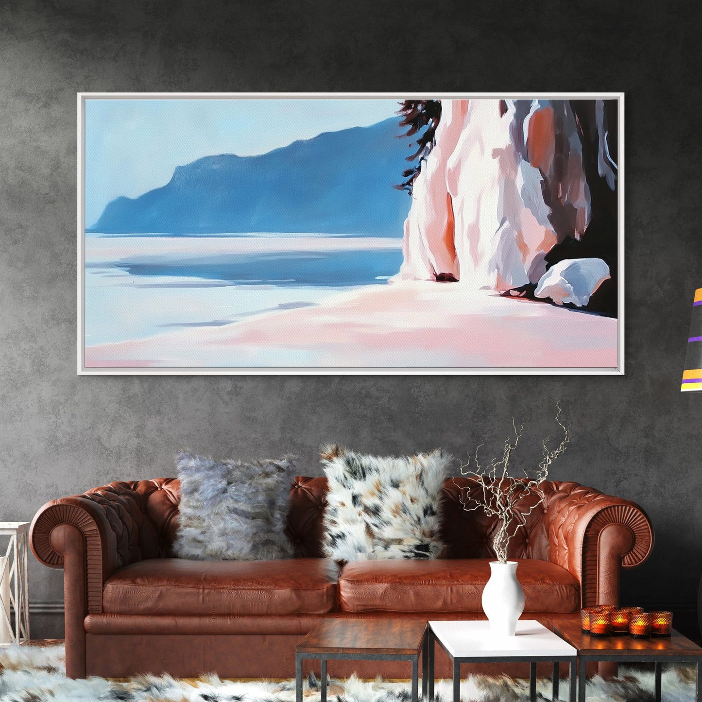 Cliffside Shoreline, Coastal Nature Print, Ocean Landscape Art, Scenic Beach Decor, Nautical Adventure Wall Art, Office Canvas Print