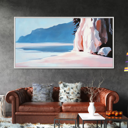 Cliffside Shoreline, Coastal Nature Print, Ocean Landscape Art, Scenic Beach Decor, Nautical Adventure Wall Art, Office Canvas Print