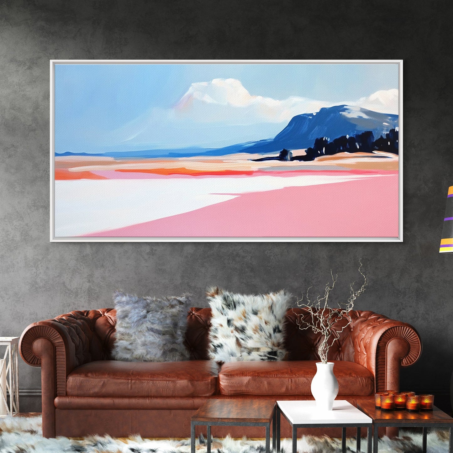 Mountain Horizon, Pastel Desert, Sunset Landscape, Canvas Print, Southwest Wall Art, Earth Tone Decor, Living Room Artwork, Scenic Painting