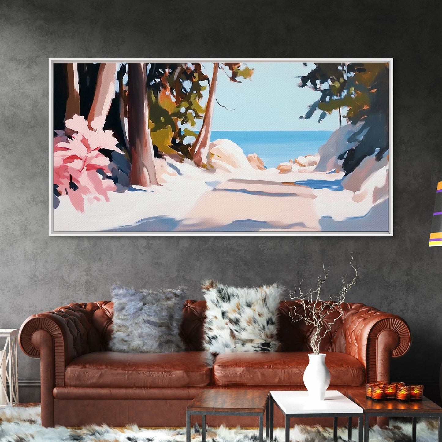 Woodland Path, Lakeside Retreat, Nature Escape, Canvas Print, Rustic Wall Art, Cabin Decor, Landscape Painting, Outdoor Serenity