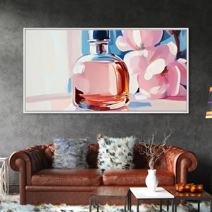 Perfume Bottle, Feminine Art, Chic Wall Decor, Canvas Print, Modern Glam Art, Elegant Painting, Fashion Inspired Art, Dressing Room Art