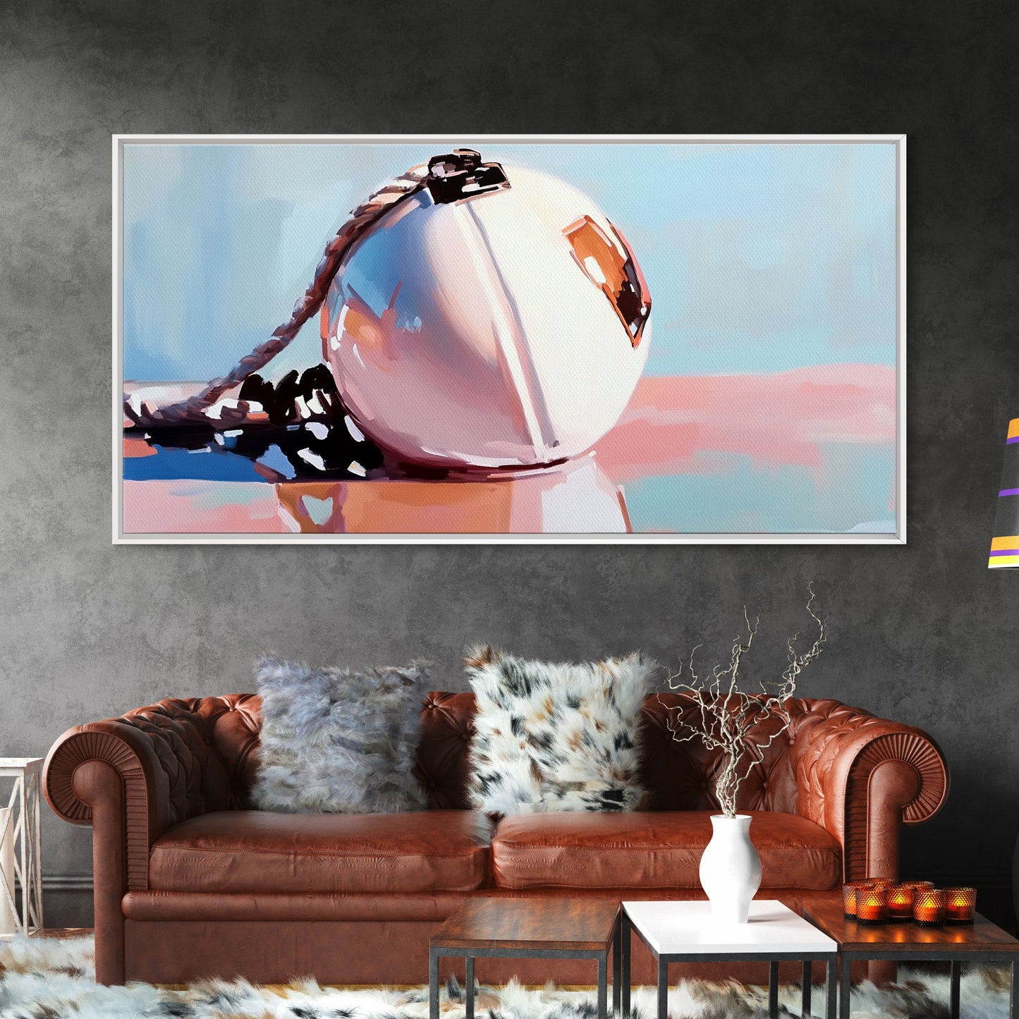 Nautische Boje, Küstenkunst, Minimalistischer Küstenstil, Meeresspiegelungen, Nautische Ästhetik, Dekoration mit Meeresmotiven, Leinwanddruck, Badezimmer