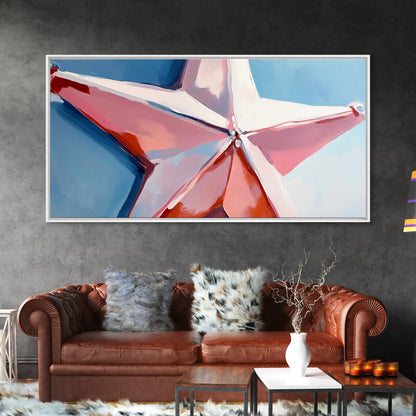 Star Ornament, Festive Art, Framed Canvas Print, Christmas Wall Decor, Holiday Aesthetic, Minimalist Festive Painting, Modern Home Art