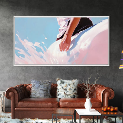 Meeresbrise, surrealer Farbtupfer, Küstenästhetik, moderne Strandkunst, nautische Dekoration, Wandkunst fürs Schlafzimmer, verträumte Pastellkunst, Leinwanddruck