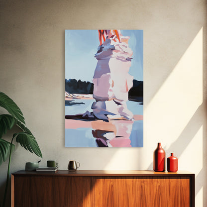 Pink Ice, Abstract, Winter Wall Art, Modern Home Decor, Pastel Landscape, Nature Inspired, Contemporary Art, Framed Canvas Print