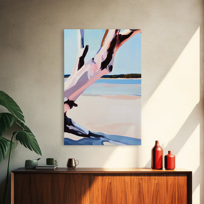 Pink Tree, Abstract Nature, Modern Boho Art, Minimalist Wall Decor, Framed Canvas Print, Living Room Wall Art, Pastel Home Decor