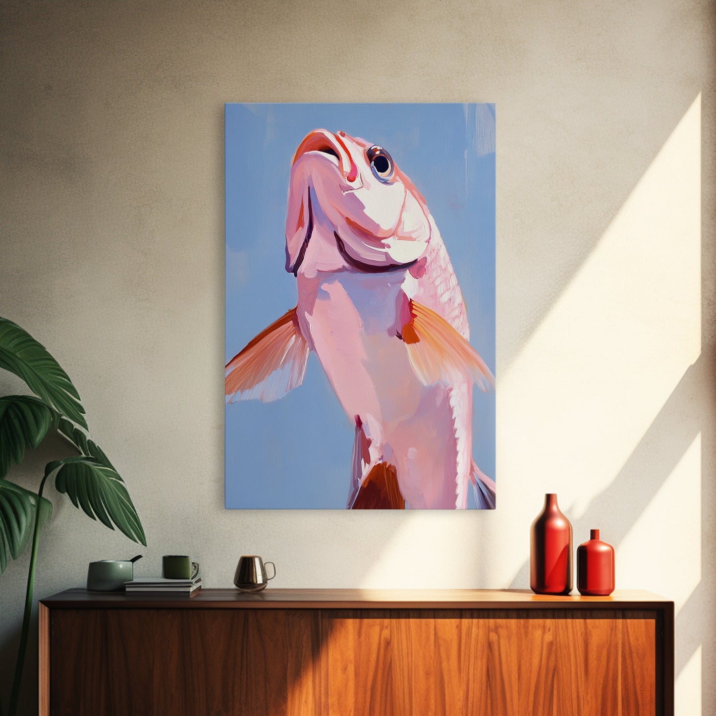 Redfish, Fishing Art, Coastal Decor, Nautical Wall Art, Framed Canvas Print, Beach House Art, Sport Fishing, Ocean Aesthetic