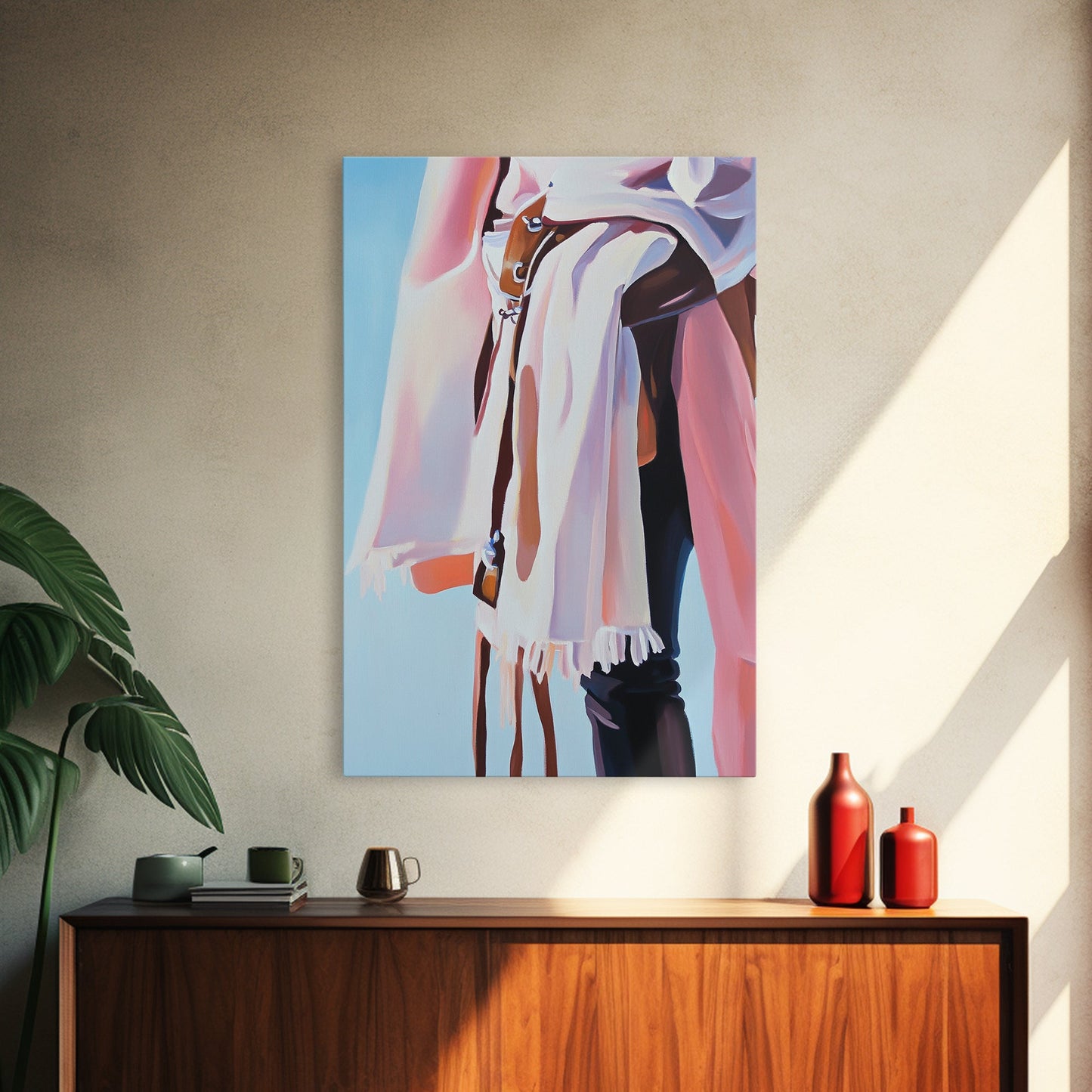 Western Fashion, Cowboy Aesthetic, Rustic Boho Art, Pastel Tones, Modern Western Decor, Framed Canvas Print, Bedroom or Living Room