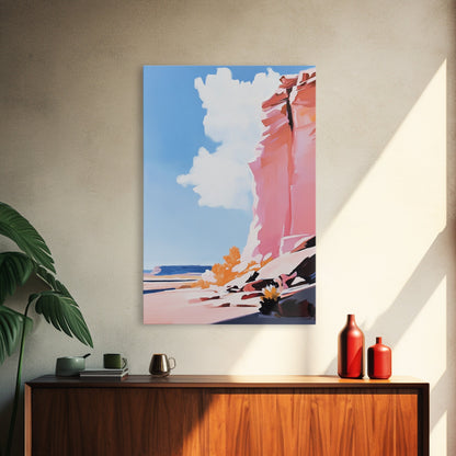 Canyon Landscape, Desert Wall Art, Warm Earth Tone Painting, Western Home Decor, Framed Canvas Print, Modern Rustic Wall Art