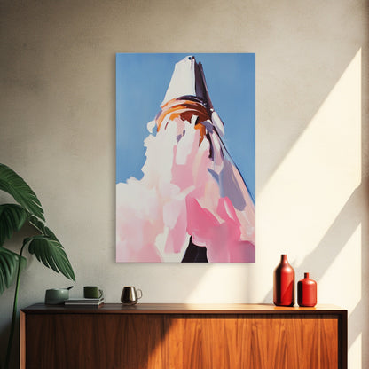 Mountain, Abstract Peak, Modern Landscape, Canvas Print, Blue Wall Art, Minimalist Nature Art, Neutral Wall Decor, Office Wall Art