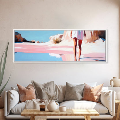 Desert Mirage, Ethereal Landscape, Sunlit Horizon, Framed Canvas Print, Pastel Canyon Scene, Boho Wall Decor, Minimalist Western Art