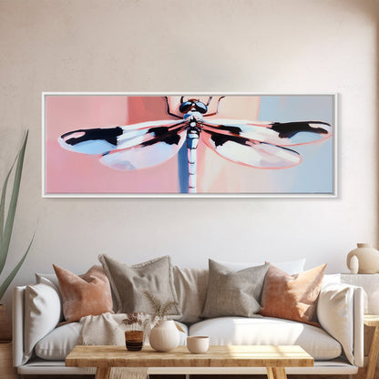 Dragonfly, Framed Canvas Print, Nature Wall Art, Pastel Aesthetic, Boho Artwork, Elegant Home Decor, Insect Painting, Minimalist Art