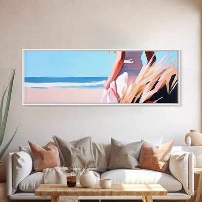 Meeresbrise, Küstenfrau, Kunst der Ruhe, Strandästhetik, Leinwanddruck, Boho-Wandkunst, Entspannende Schlafzimmerwanddekoration