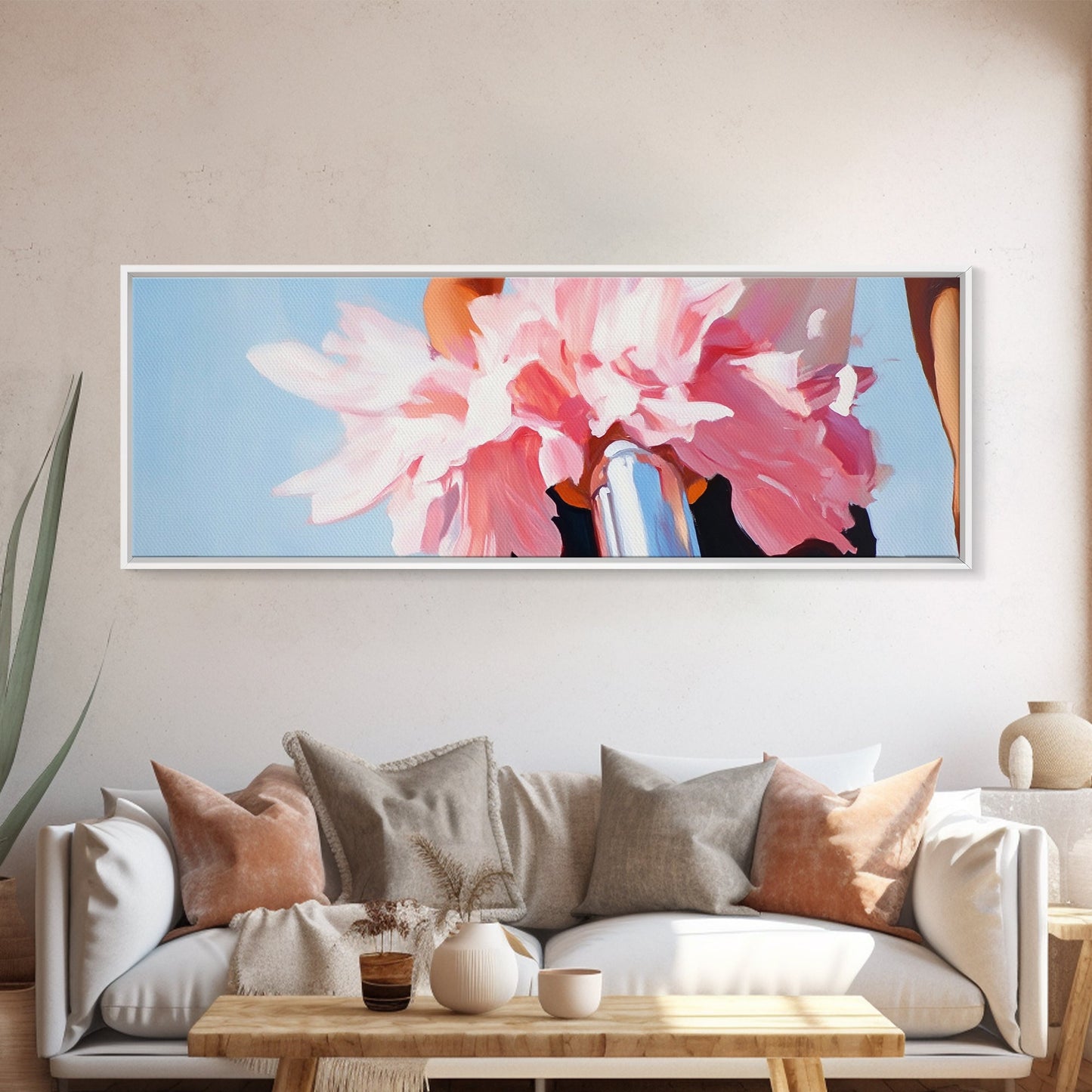 Flower Bicycle, Romantic Aesthetic, Feminine Wall Art, Soft Pastel Painting, Canvas Print, Bedroom Wall Art, French Chic Decor