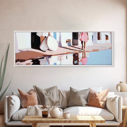 Sunset Reflection, Modern Landscape Art, Beach Vibes, Dreamy Seascape, Framed Canvas Print, Living Room Wall Art, Coastal Home Decor