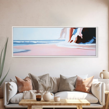 Ocean Waves, Beach Life Art, Tranquil Seascape, Minimalist Coastal Vibe, Framed Canvas Print, Living Room Accent, Serene Blue Decor