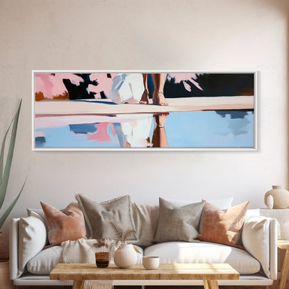 Reflection Beauty, Elegant Aesthetic, Nature Painting, Romantic Minimalism, Framed Canvas Print, Living Room Decor, Feminine Artwork