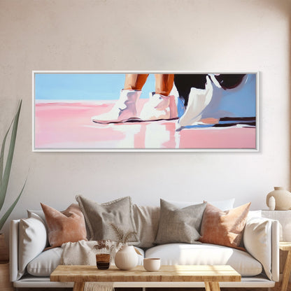 White Boots, Fashion Aesthetic, Modern Chic, Canvas Print, Stylish Wall Art, Minimalist Home Decor, Fashion Illustration, Trendy Artwork