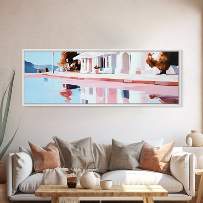 Lakeside House, Reflections, Peaceful Landscape, Canvas Print, Serene Wall Art, Modern Home Decor, Minimalist Artwork, Living Room Accent