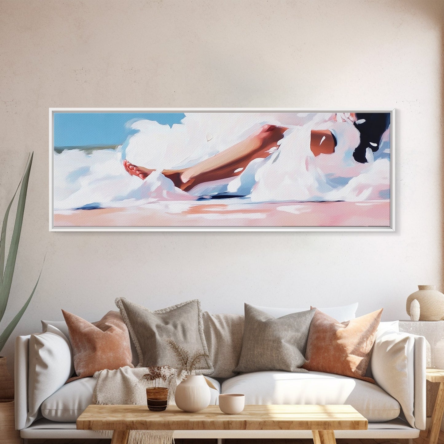 Ocean Waves, Soft Sand, Relaxing Beach, Canvas Print, Coastal Home Decor, Minimalist Seascape, Tranquil Wall Art, Bedroom Artwork