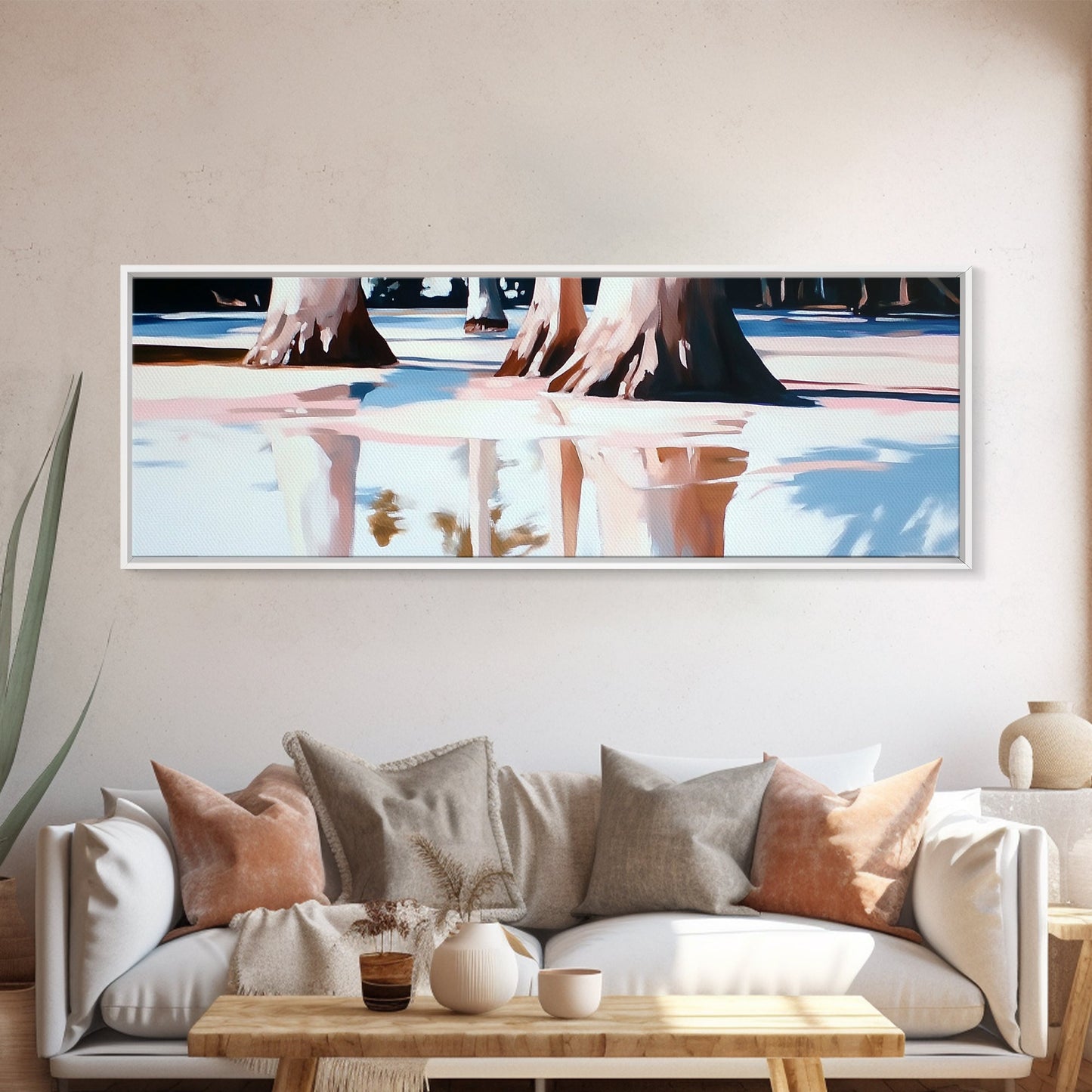 Tree Reflections, Water Reflection, Earthy Tones, Canvas Print, Minimalist Wall Art, Nature Inspired Decor, Modern Home Aesthetic