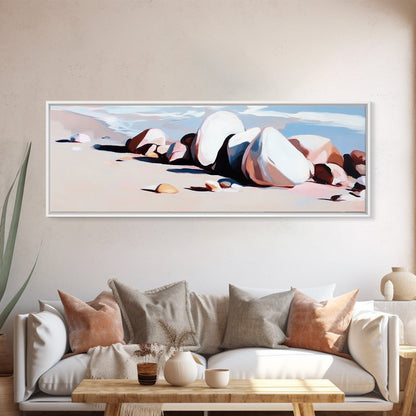Beach Rocks, Ocean, Shore, Canvas Print, Coastal Art, Relaxing Summer Decor, Minimalist Artwork, Bedroom or Bathroom Wall Art