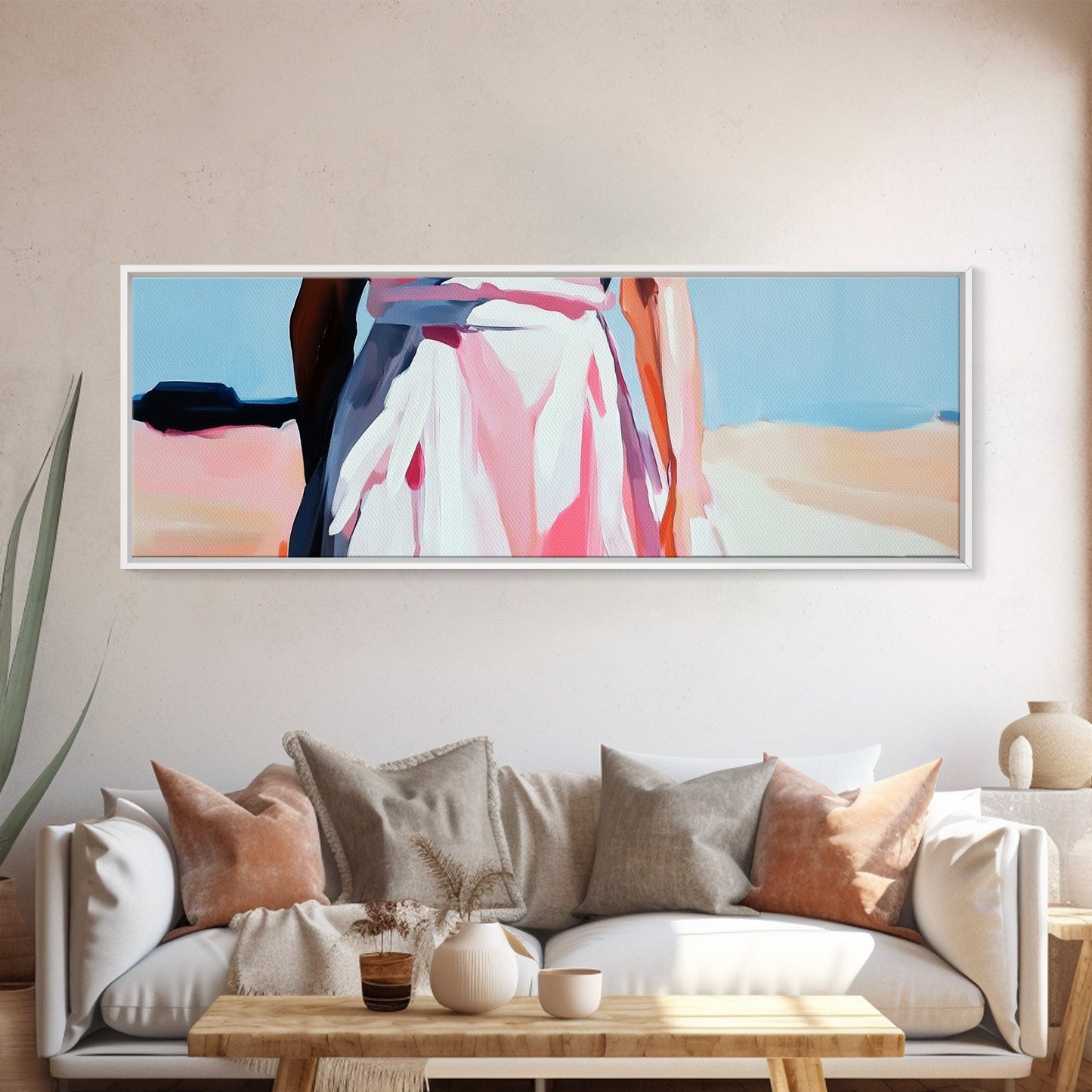 Elegante Frauenkunst, feminine Abstraktion, modische Wanddekoration, moderner gerahmter Leinwanddruck, Pastellgemälde, Kunst für Schlafzimmer oder Ankleidezimmer