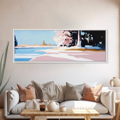 Winter Landscape, Snowy Trees, Nature Art, Framed Canvas Print, Cozy Wall Decor, Scandinavian Painting, Winter Scene, Bedroom Artwork