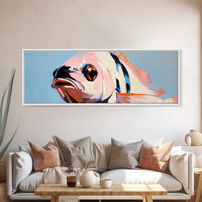 Vibrant Fish, Ocean Life, Marine Art, Framed Canvas Print, Coastal Wall Decor, Nautical Living Room Art, Tropical Fish Painting