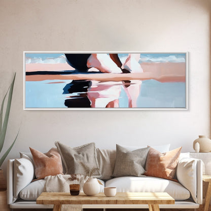 Sunset Reflection, Beach Art, Ocean Painting, Framed Canvas Print, Coastal Wall Art, Living Room Decor, Modern Minimalist Home Style