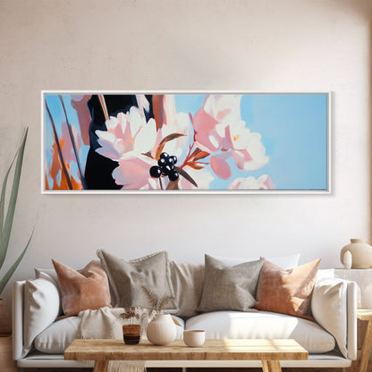 Cherry Blossoms, Floral Wall Art, Spring Decor, Nature Painting, Pastel Aesthetic, Elegant Botanical, Living Room, Canvas Print