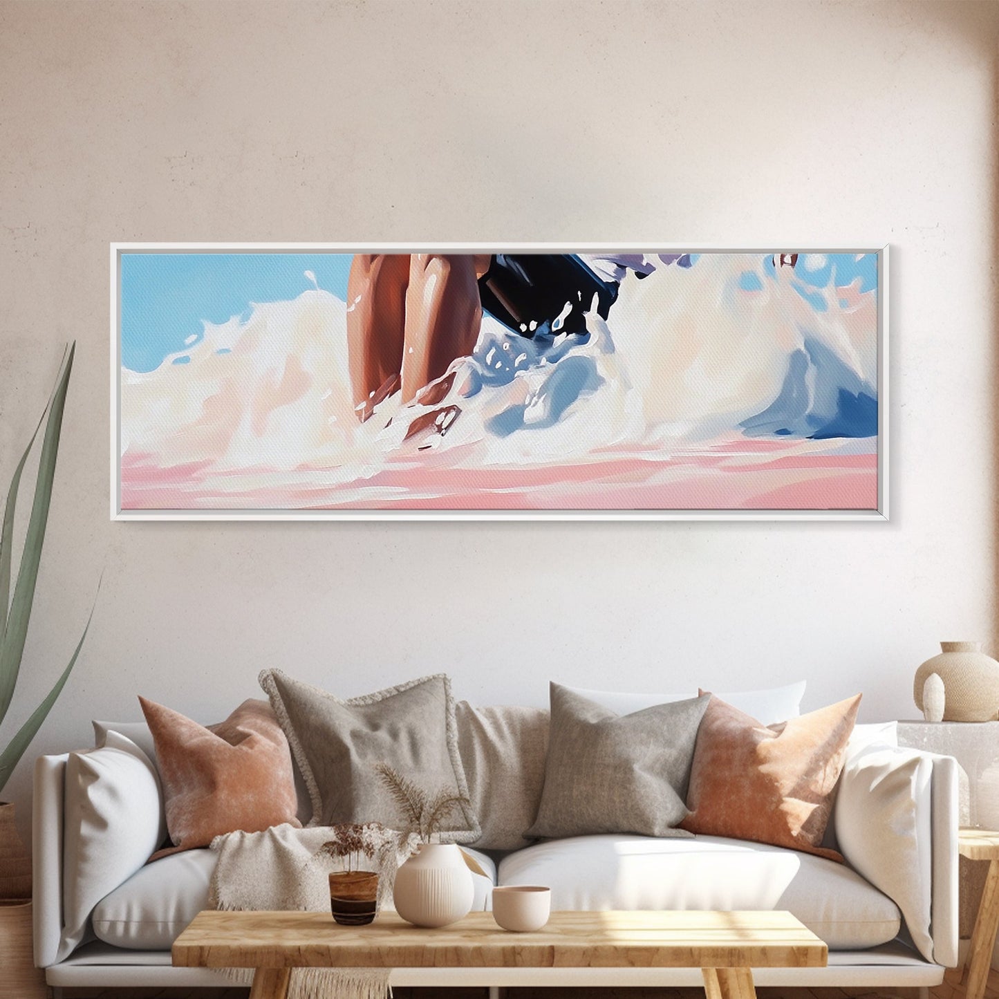 Ocean Waves, Coastal Art, Beach Vibes, Living Room Wall Art, Modern Seascape, Minimalist Art, Framed Canvas Print, Nautical Decor