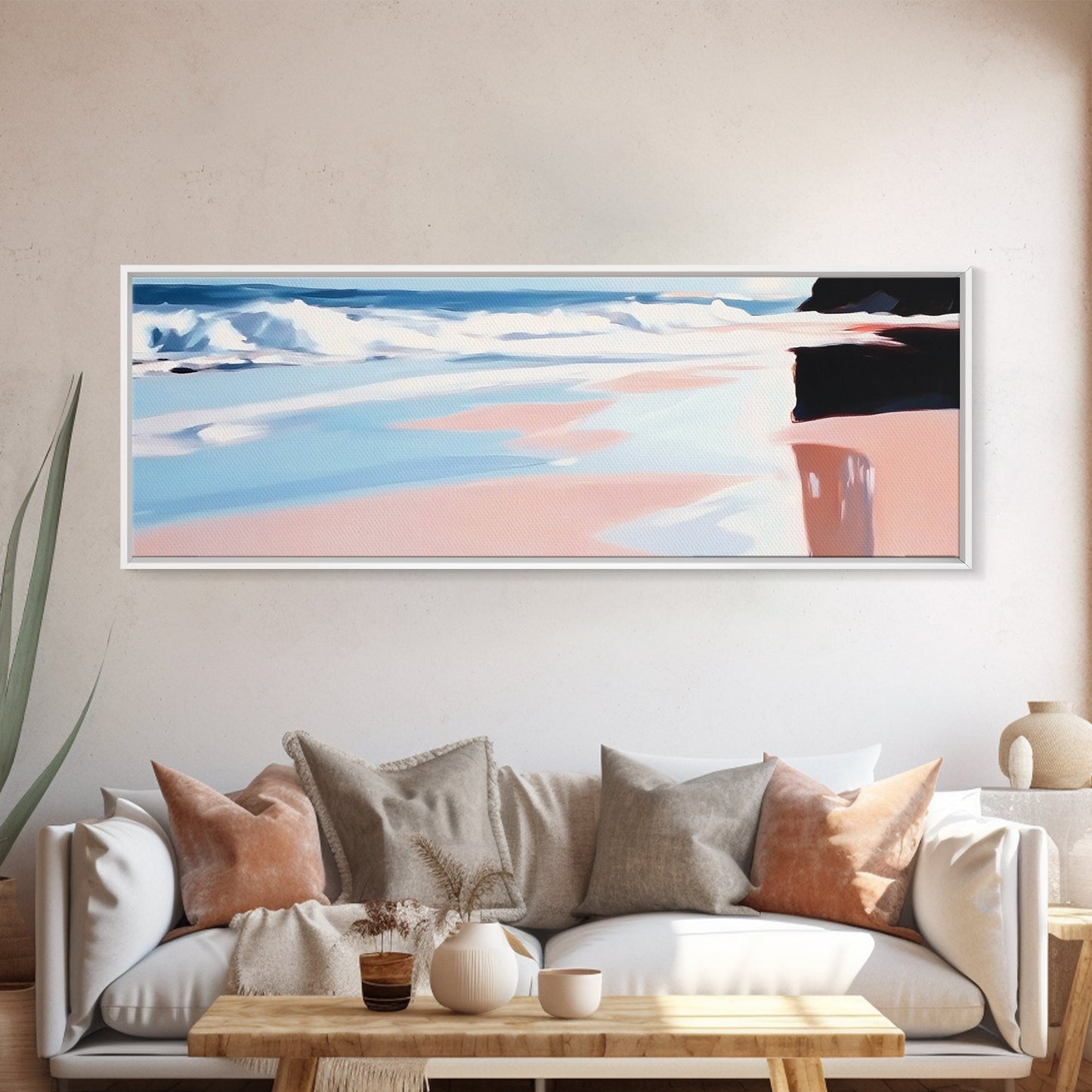 Ocean Waves, Coastal Wall Art, Beach House Decor, Framed Canvas Print, Relaxing Blue Tones, Nautical Aesthetic, Summer Art