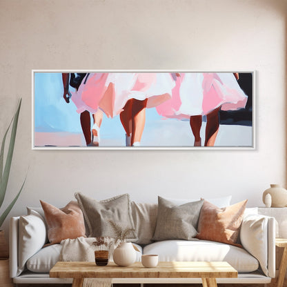 Pink Dresses, Ballet Art, Modern Feminine Decor, Canvas Print, Elegant Wall Art, Chic Minimalist Art, Aesthetic Bedroom Wall Art