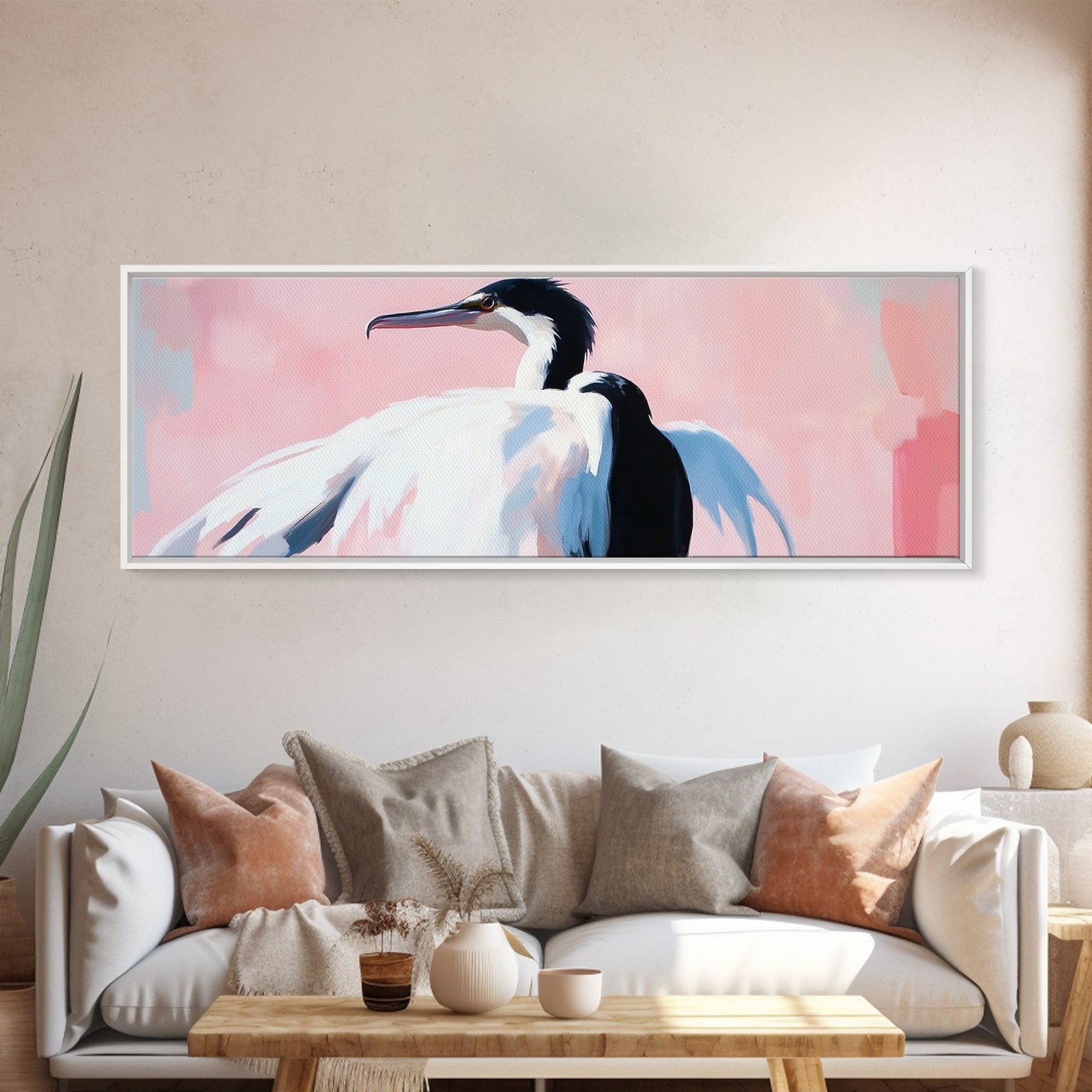 Graceful Heron, Coastal Bird Art, Minimalist Nature Decor, Canvas Print, Serene Wildlife, Living Room Wall Art, Boho Beach House