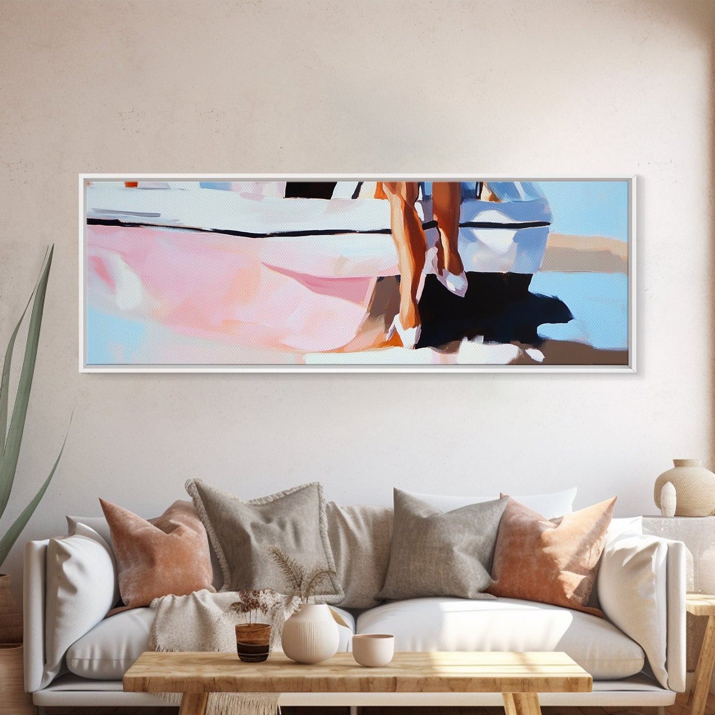 Spiegelung eines Segelboots, Nautische Kunst, Hafenlandschaft, Gerahmter Leinwanddruck, Minimalistische Küstendekoration, Ozeangemälde, Wanddekoration fürs Wohnzimmer