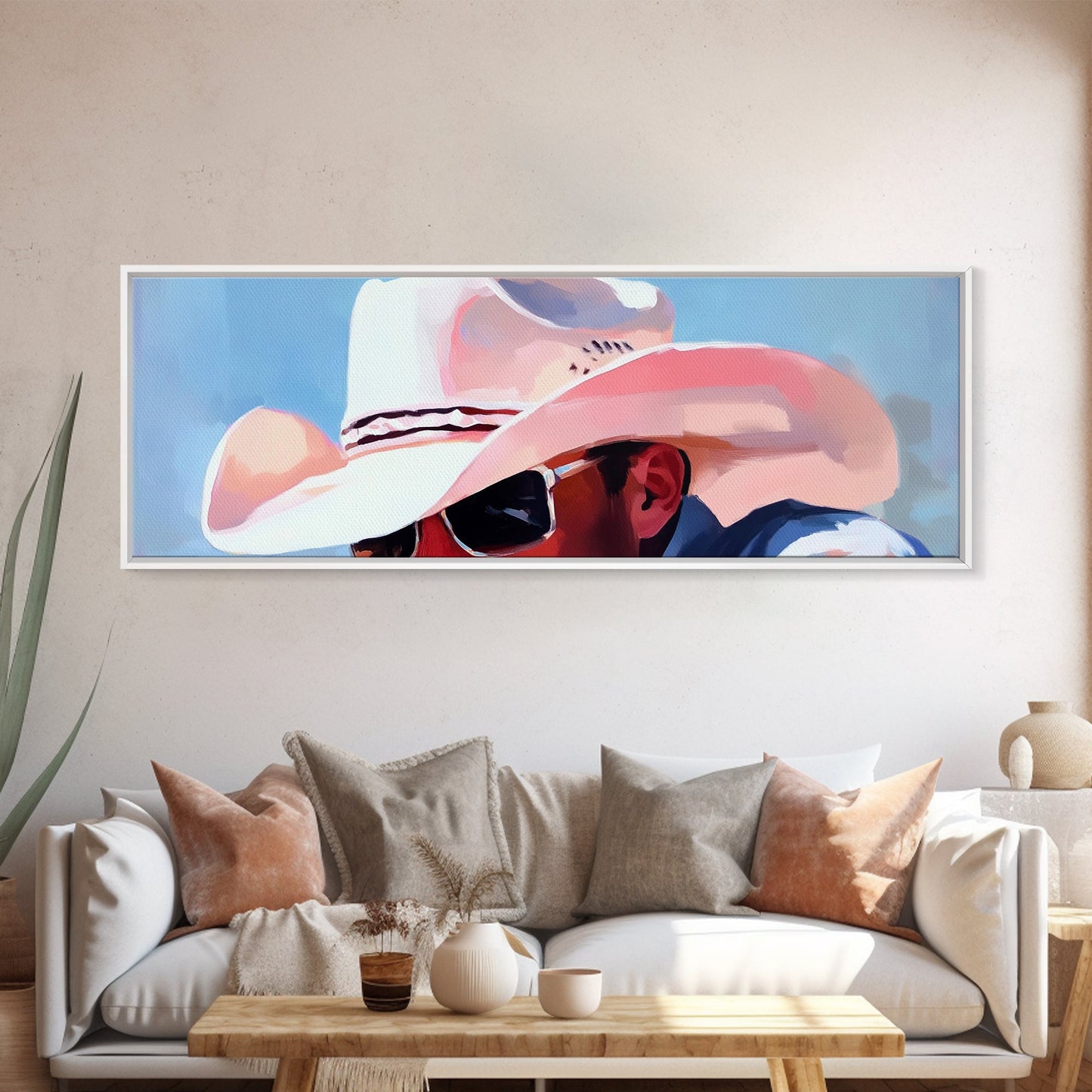 Cowboy Portrait, Western Aesthetic, Rustic Country Art, Canvas Print, Southern Style, Vintage Americana, Man Cave Wall Art
