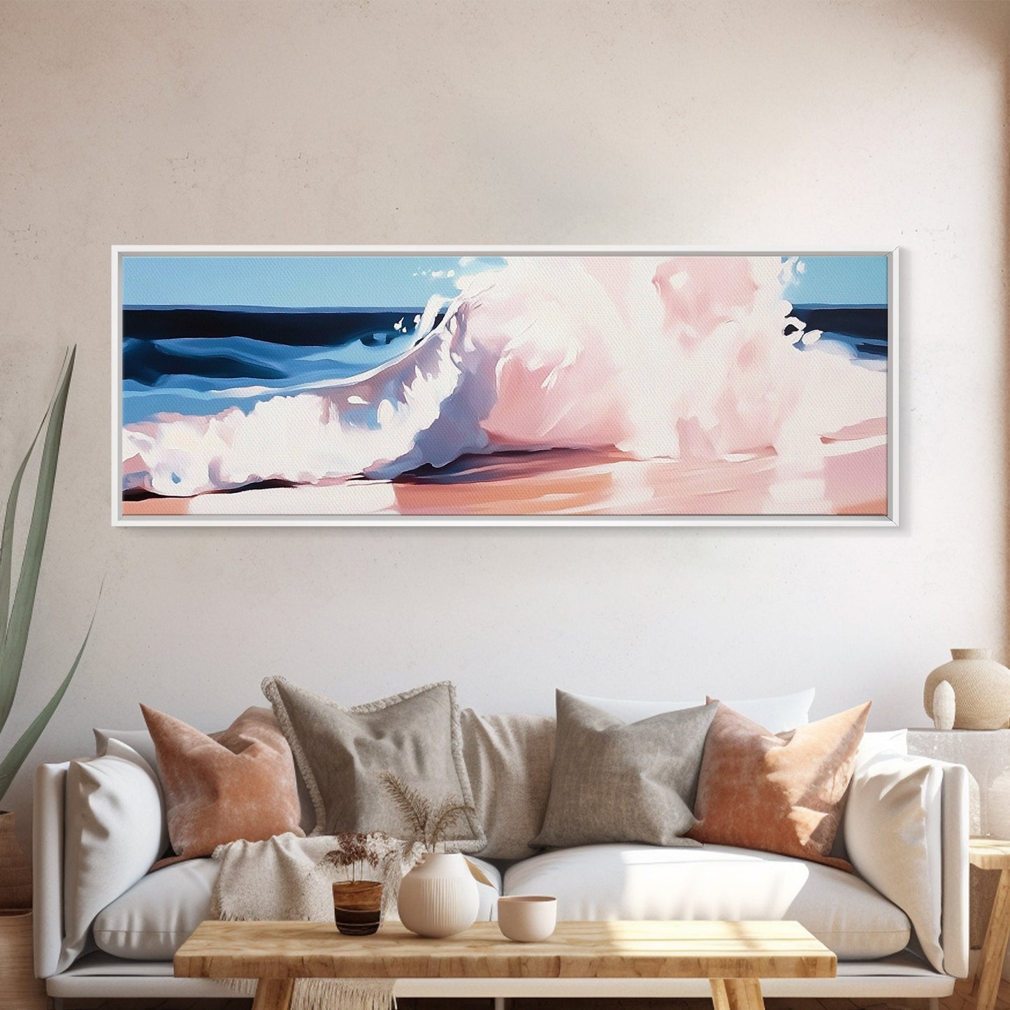 Ocean Wave, Coastal Splash, Beach House Wall Art, Framed Canvas Print, Serene Seascape, Blue Aesthetic, Nautical Home Decor