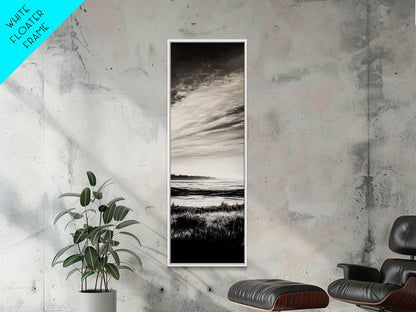 Black White, Seascape Art, Coastal Print, Framed Canvas Print, Monochrome Wall Art, Beach House Decor, Large Art, Living Room Artwork