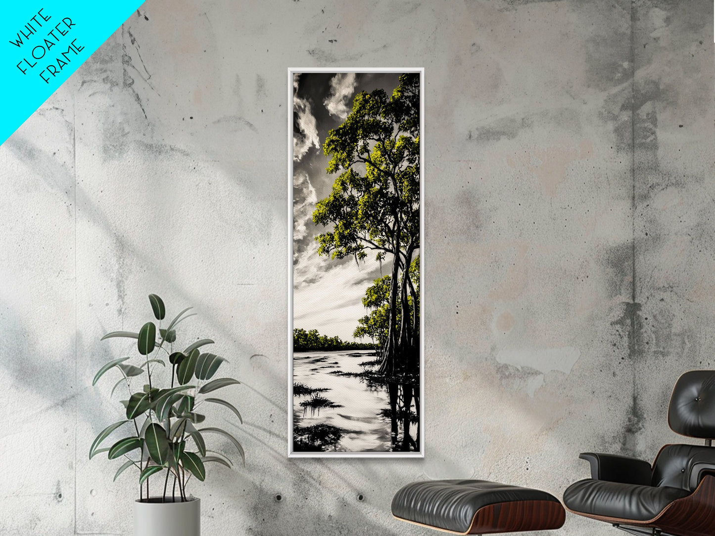 Swamp Trees, Black and White Landscape, Nature Wall Art, Rustic Home Decor, Framed Canvas Print, Large Wall Art, Office Art, Neutral Decor