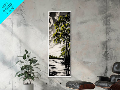 Swamp Trees, Black and White Landscape, Nature Wall Art, Rustic Home Decor, Framed Canvas Print, Large Wall Art, Office Art, Neutral Decor