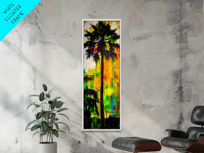 Palm Tree Sunset, Tropical Wall Art, Colorful Beach Decor, Boho Island Art, Vibrant Home Print, Living Room Art, Framed Canvas Print
