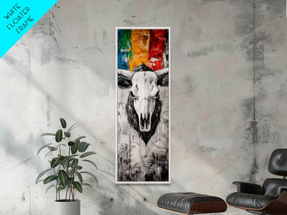 Skull, Western, Rustic, Canvas Print, Cowboy Wall Art, Southwestern Decor, Bold Statement Art, Boho Farmhouse, Eclectic Home Decor