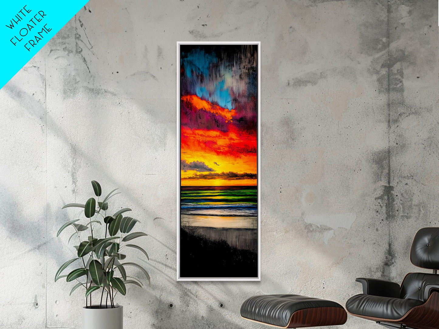 Mountain, Sunset, Water, Framed Canvas Print, Nature Landscape, Moody Wall Art, Dramatic Orange and Black, Rustic Cabin Decor