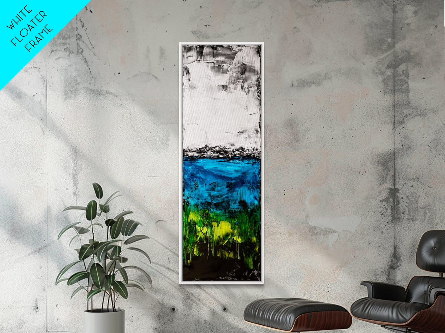 Serene Waters, Minimalist Landscape, Black and White Painting, Framed Canvas Print, Modern Wall Art, Tranquil Home Decor, Living Room Art