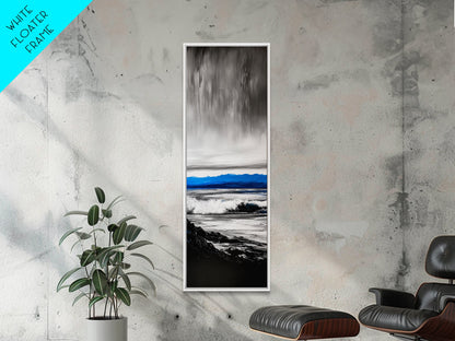 Stormy Waves, Dramatic Seascape, Black and White Art, Framed Canvas Print, Coastal Wall Art, Nautical Home Decor, Minimalist Seascape